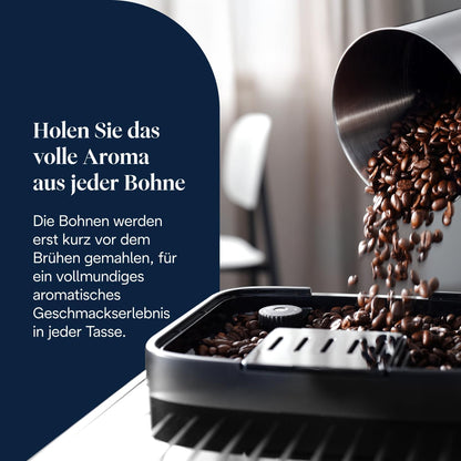Magnifica Evo (ECAM292.81.SB)- Kaffeevollautomat mit Vollautomatischem cremigen Milchschaum, 7 One-Touch-Getränke, Cappuccino & Espresso, Kaffeemaschine, Soft-Touch-Bedienfeld, Silber